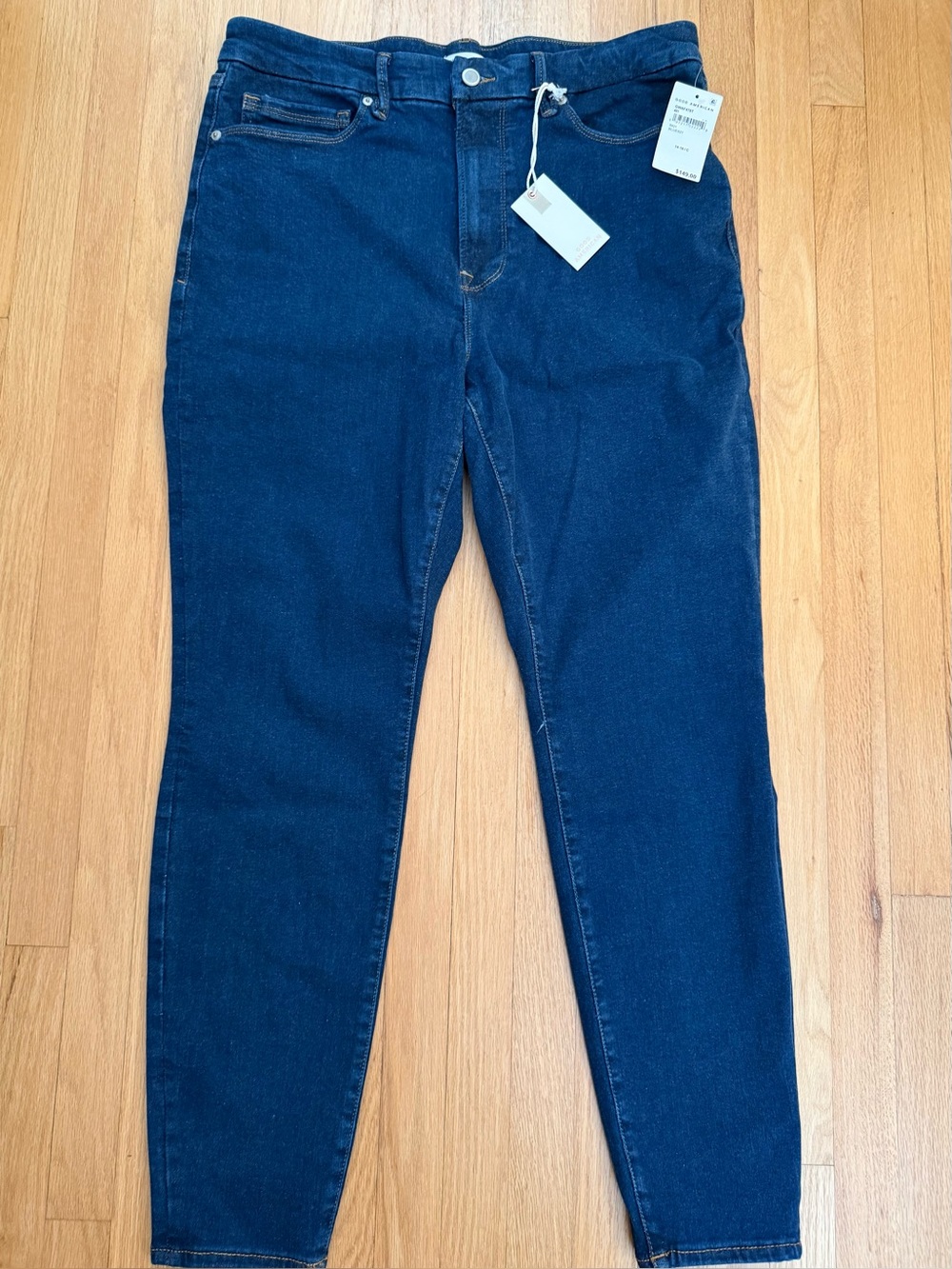 🆕 NWT Good American ALWAYS FITS 14-18 blue jeans Good Waist Legs Skinny 29” 💙 👖